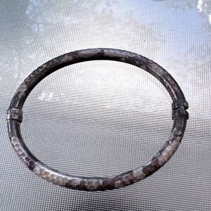 Vintage 925 Thailand Sterling Silver Hammered Bangle Bracelet Hinged Patina